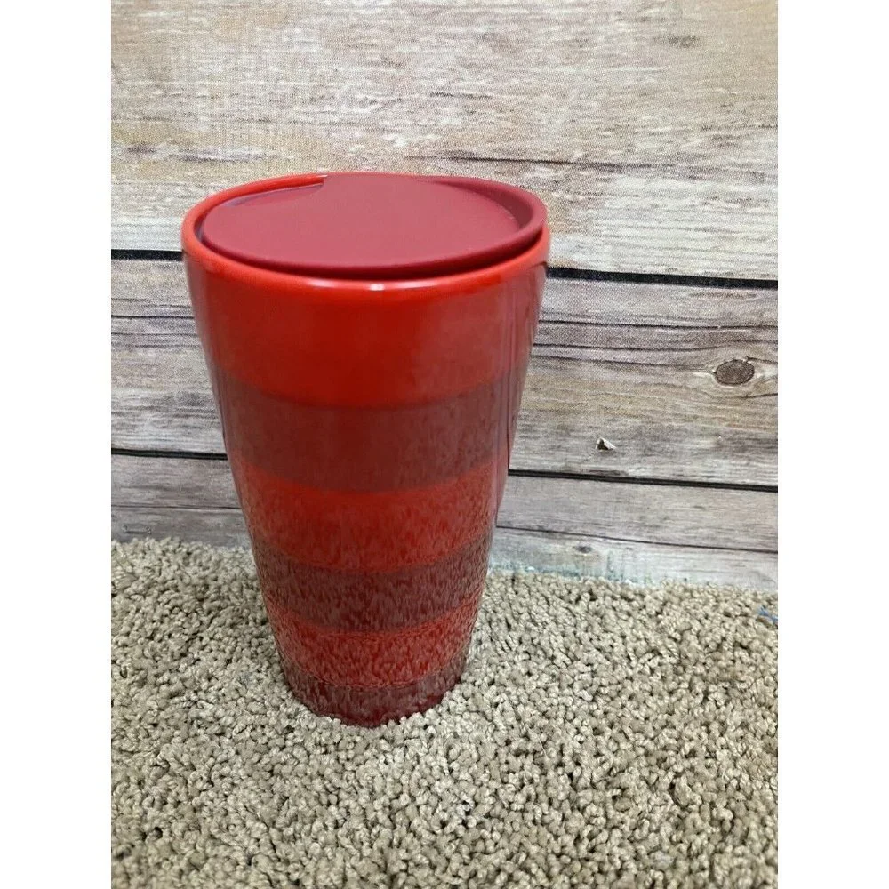 Starbucks NEW Red Ion Stripe Ceramic Travel Cup Holiday 2021 Collection 12oz
